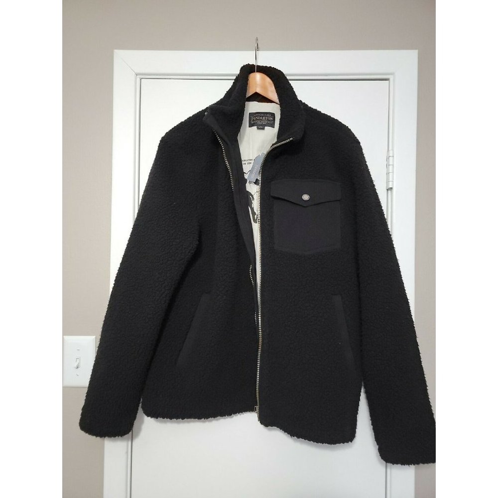 New Pendleton River Rock Sherpa Fleece Coat‎ Jacket Men's Black size Large